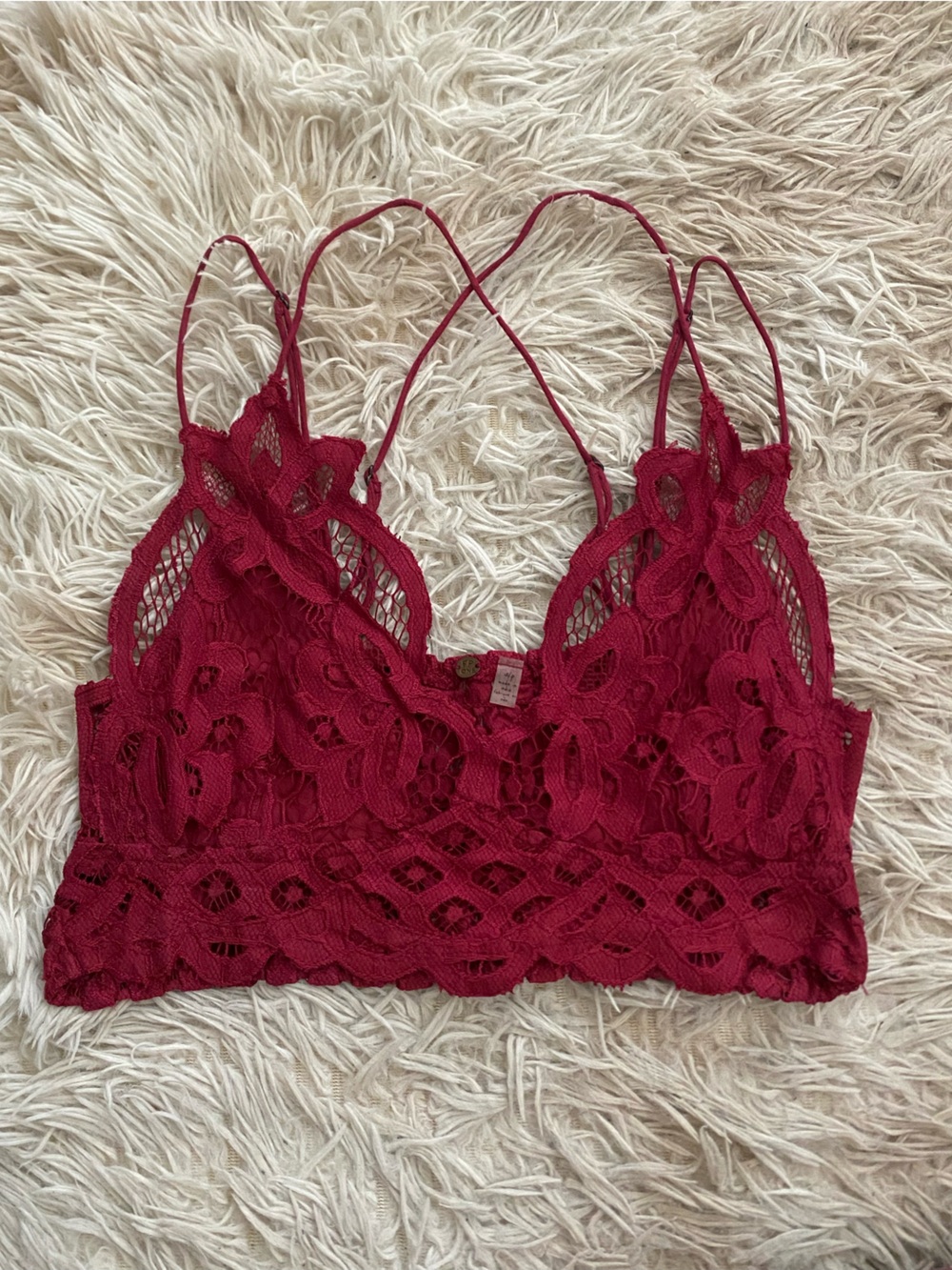 Free People Adella Bralette (Wine Red)